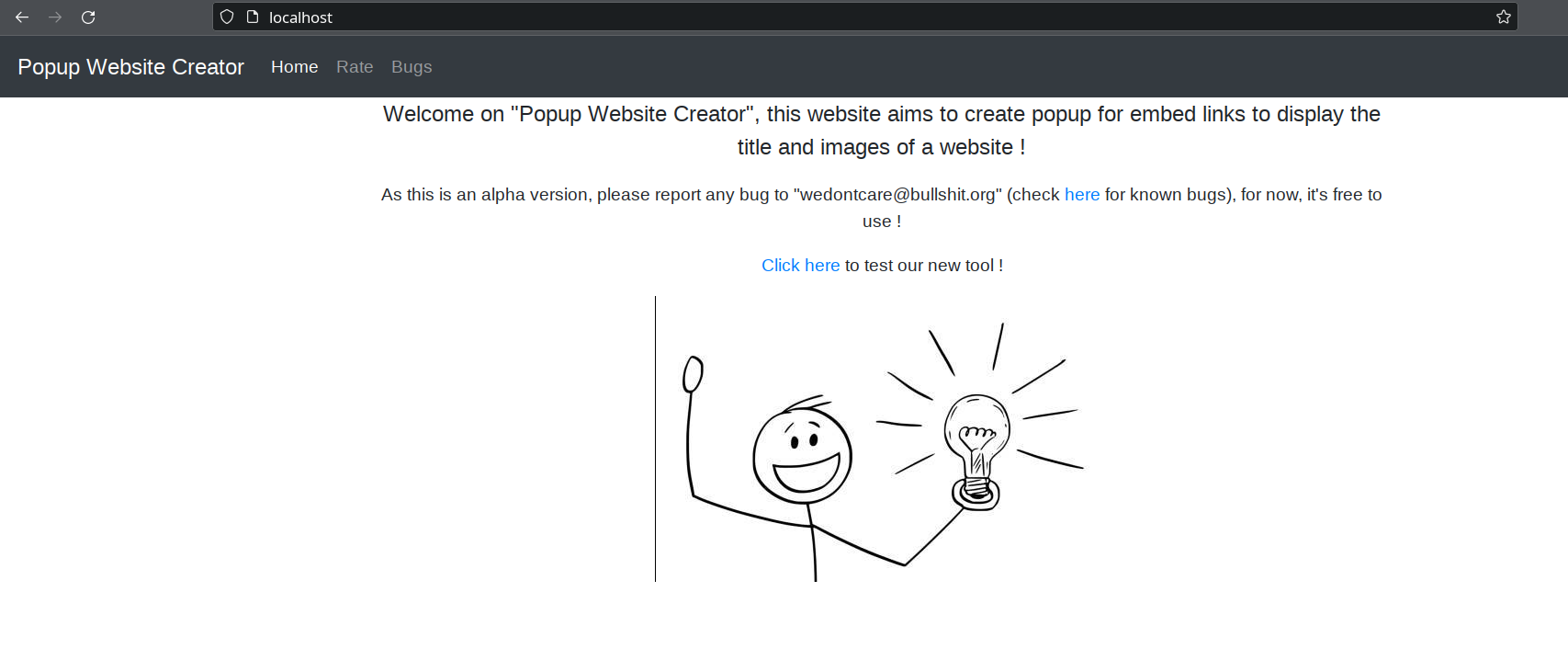 Popup Creator home page